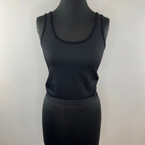 Offline Dark Gray Stripe Scoop Neck Sleeveless Pullover Knit Tank Top Size L - Picture 2 of 9